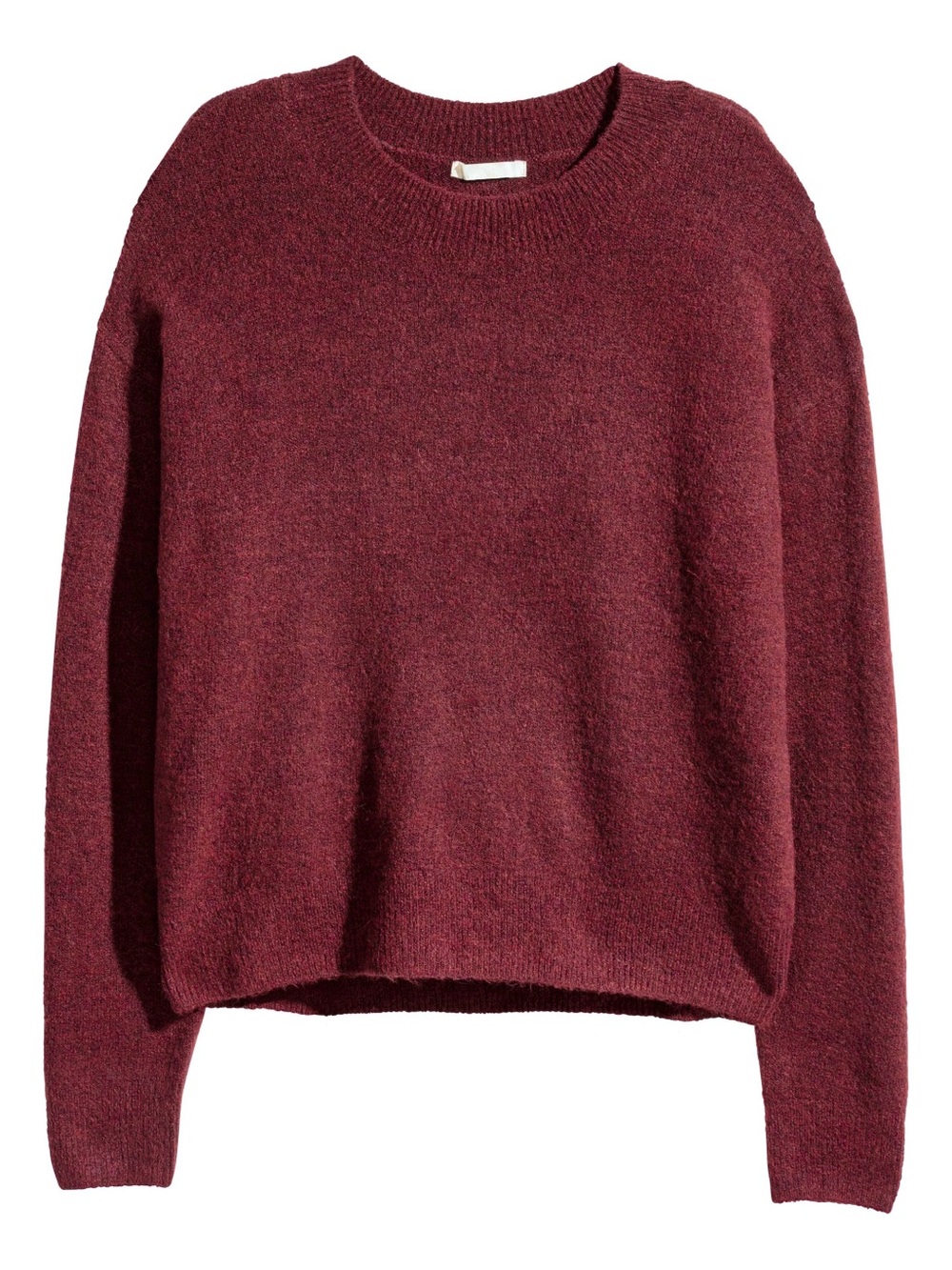 H&M Burgundy Red Black Fine-Knit Crewneck Long Sleeve Mohair Wool Sweater Medium
